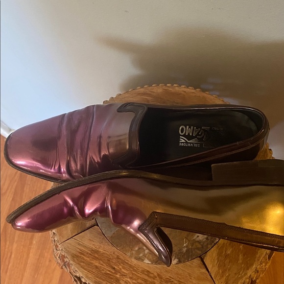 ❤️‍?SALVATORE FERRAGAMO 8 Brown Burgundy Ombre Leather Slip On Loafers❤️‍? main image 3